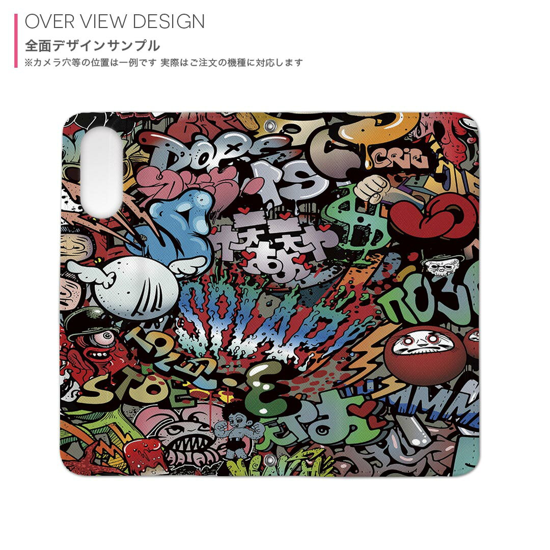 Galaxy S21 5G SC-51B 用 内側プリント ケース カバー sc51b 対応 ケース カバー 手帳型 マグネット式 ピタッと閉まる レザーケース カード収納 ポケット 006746 英語　イラスト　文字