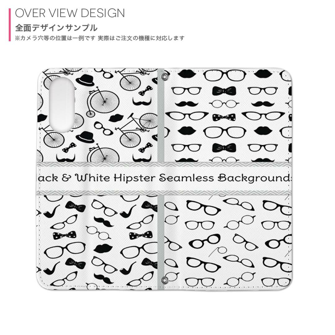 Xperia 10 VI 用 ケース カバー 手帳型 SO-52E / SOG14 / A402SO / 共通対応 内側プリント so52e 対応 ケース カバー 手帳型 マグネット式 ピタッと閉まる レザーケース カード収納 ポケット 006787 眼鏡　髭　模様