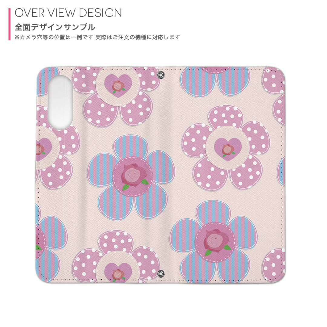 DIGNO BX3 用 A401KC / A402KC / A403KC 共通対応 ケース カバー 手帳型 マグネット式 ピタッと閉まる レザーケース ディグノBX3 カード収納 ポケット igcase 006989 花　　模様