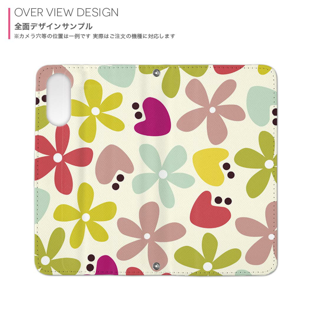 AQUOS R6 SH-51B 用 内側プリント ケース カバー sh51b 対応 ケース カバー 手帳型 マグネット式 ピタッと閉まる レザーケース カード収納 ポケット 007593 花　　カラフル　模様