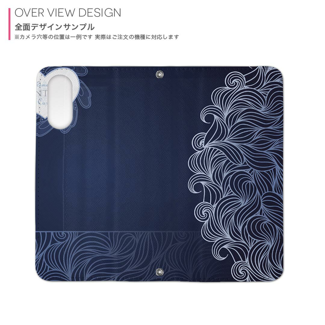 Xperia Ace II SO-41B エクスペリア 専用 ケース カバー 手帳型 マグネット式 ピタッと閉まる レザーケース so41b カード収納 ポケット igcase 008563 ハート　青　ブルー　模様