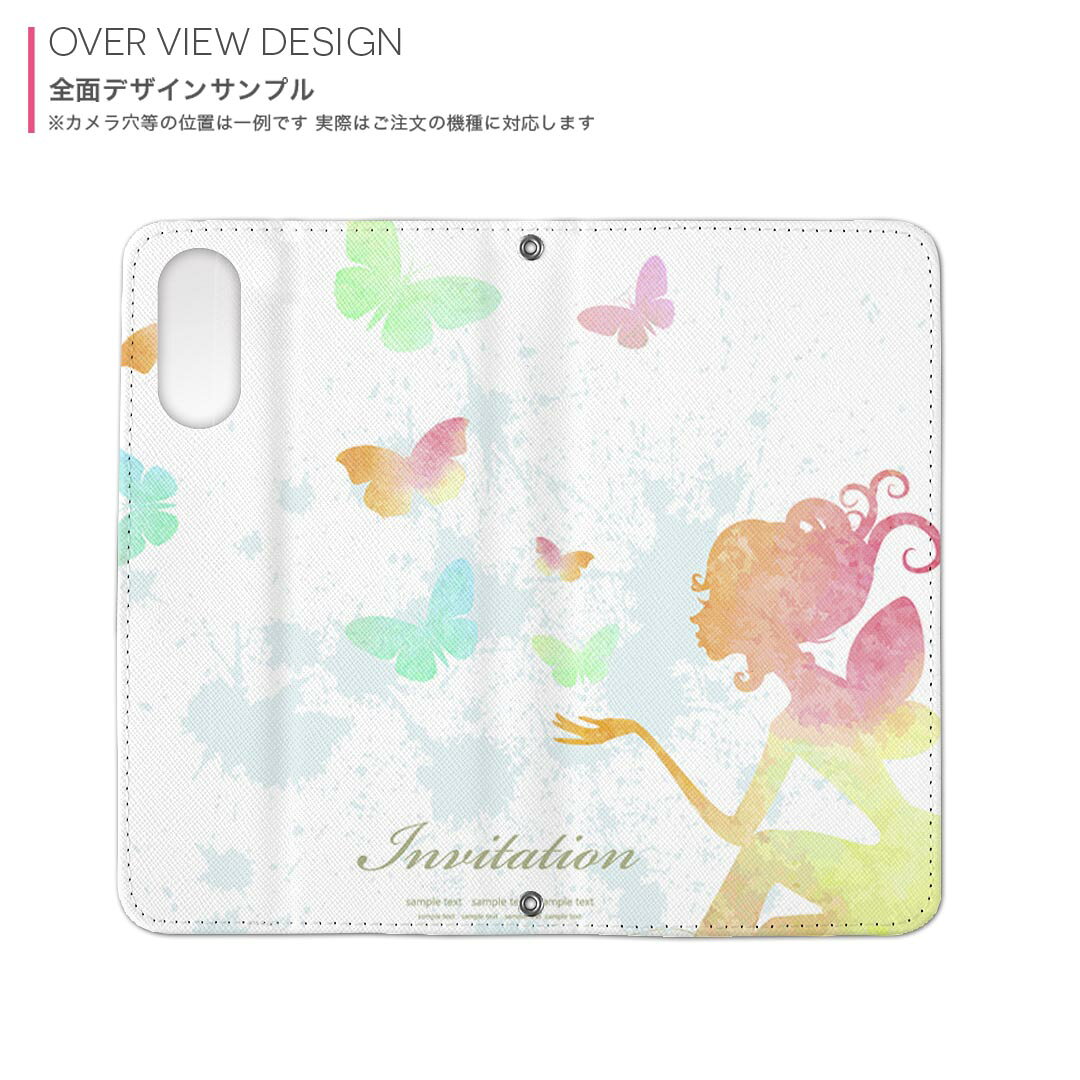 Galaxy S21 5G SC-51B 用 内側プリント ケース カバー sc51b 対応 ケース カバー 手帳型 マグネット式 ピタッと閉まる レザーケース カード収納 ポケット 008847 カラフル　蝶　人物