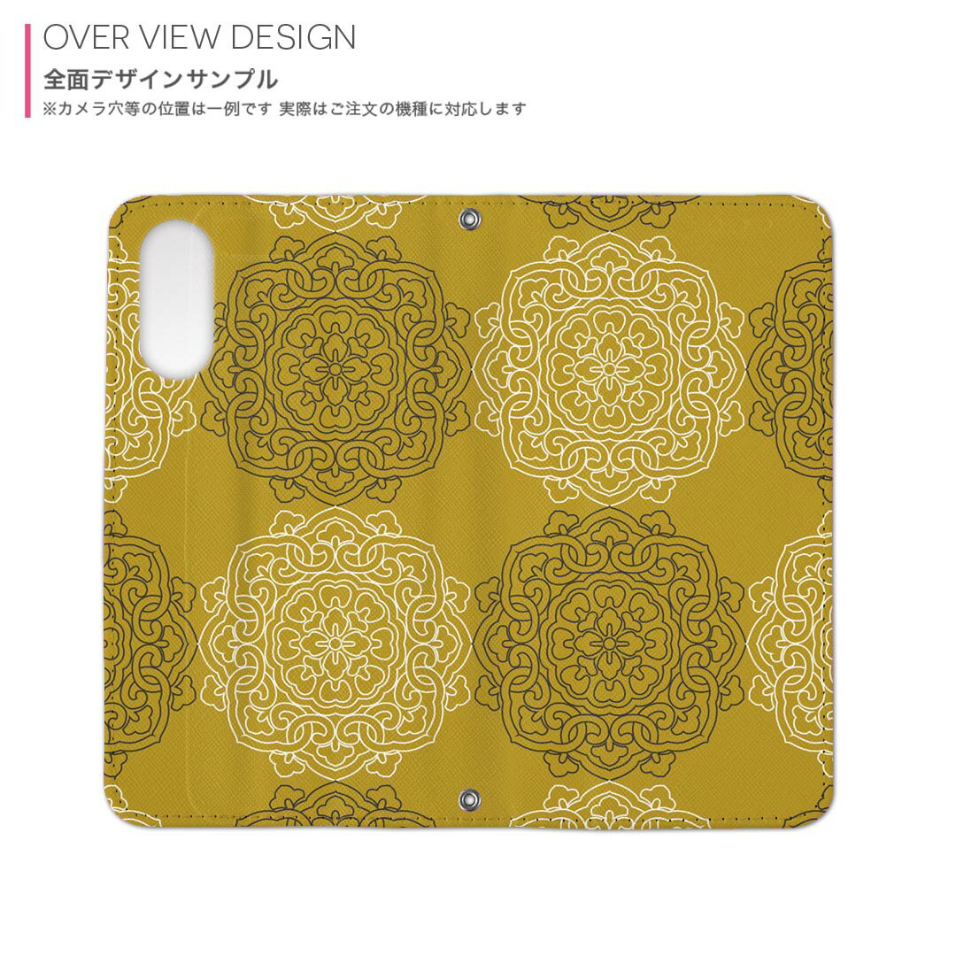 Galaxy S25 Ultra 用 SC-52F / SCG32 共通対応 内側プリントsc52f ケース カバー 手帳型 マグネット式 ピタッと閉まる レザーケース カード収納 ポケット 010356 アジアン　　オレンジ