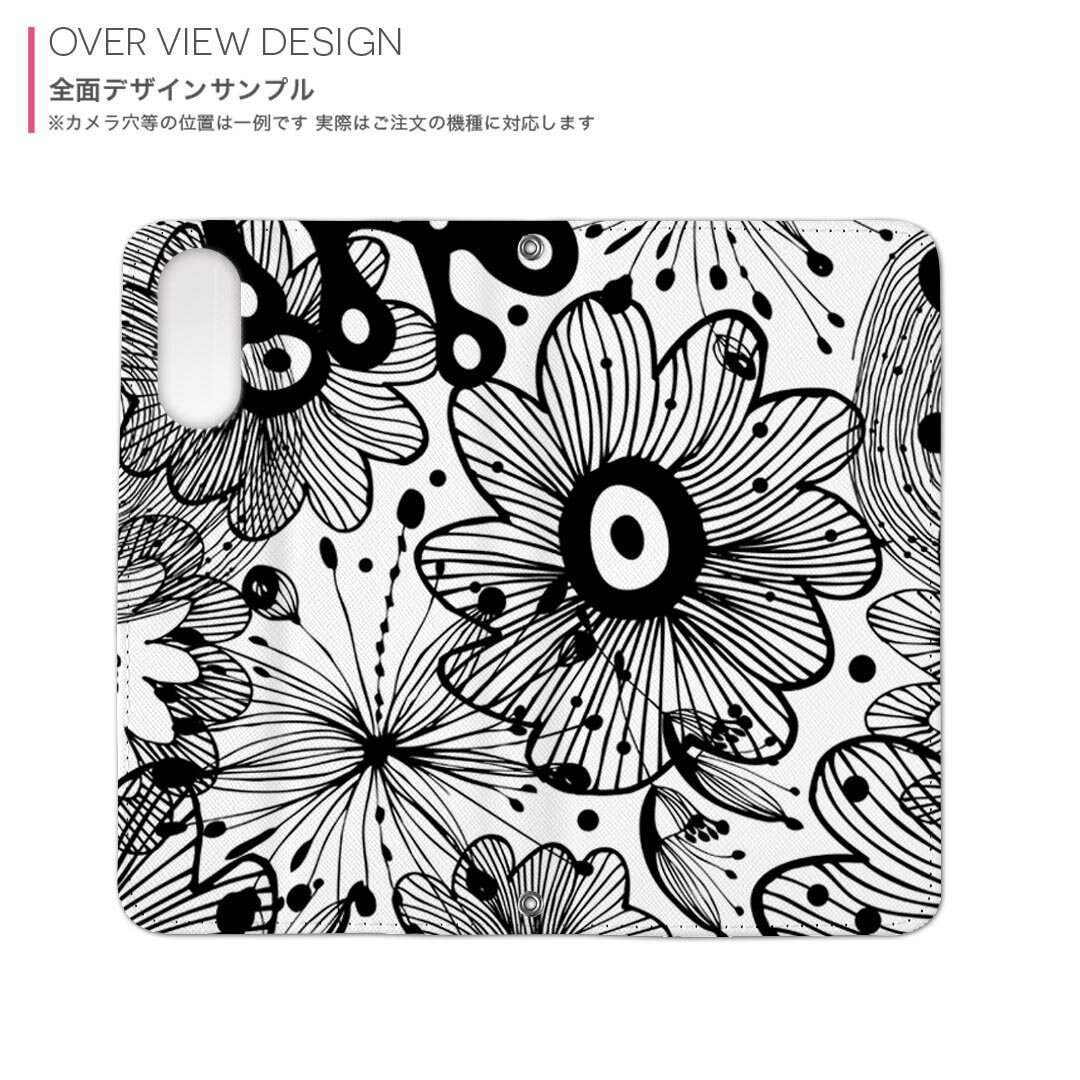 Xperia 10 VI 用 ケース カバー 手帳型 SO-52E / SOG14 / A402SO / 共通対応 内側プリント so52e 対応 ケース カバー 手帳型 マグネット式 ピタッと閉まる レザーケース カード収納 ポケット 010649 　花　黒