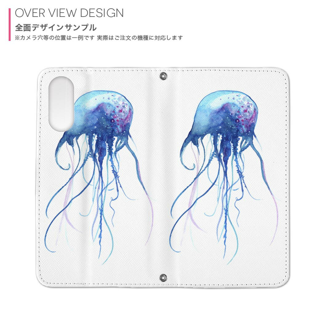 Galaxy Note8 SC-01K ギャラクシー ノートエイト sc01k 専用 ケース カバー 手帳型 マグネット式 ピタッと閉まる レザーケース カード収納 ポケット igcase 010932 海　くらげ　青 2