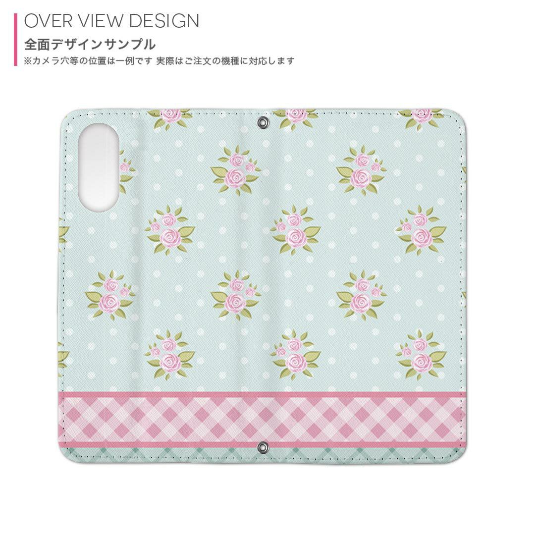 SC-02M Galaxy A20 ギャラクシー エートゥエンティ sc02m docomo ドコモ 両面プリント 裏表 内側 内面 スマホ カバー レザー ケース 手帳タイプ フリップ ダイアリー 二つ折り 革 フルデザイン 011044 花　チェック　水玉