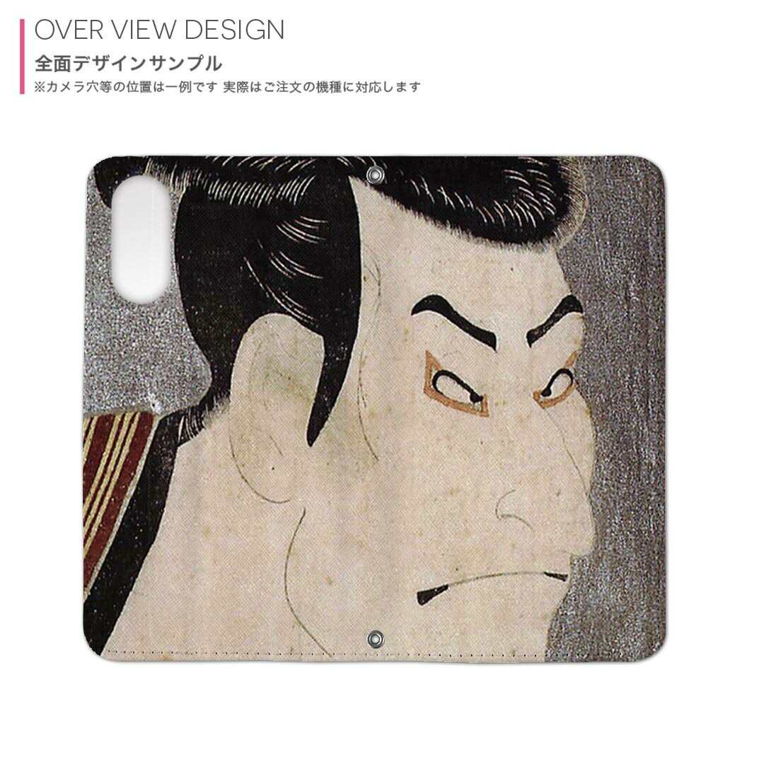 Xperia 10 III エクスペリア so52b SOG04 共通対応 両面プリント 裏表 内側 内面 スマホ カバー レザー ケース 手帳タイプ フリップ ダイアリー 二つ折り 革 フルデザイン 011484 和風　和柄　歌舞伎