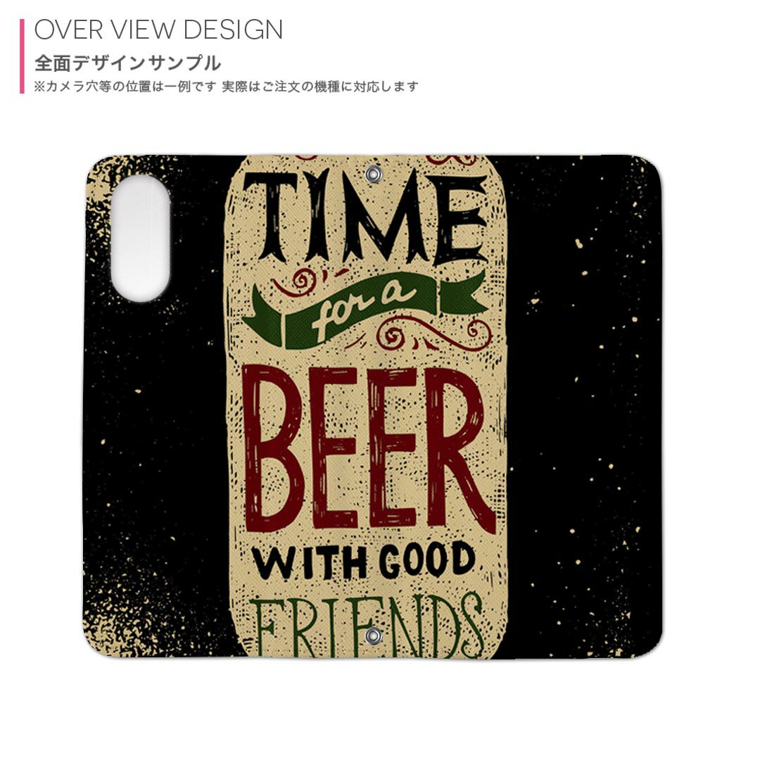 Xperia 1 ii SO-51A エクスペリア 用 内側プリント ケース カバー sp51a 対応 ケース カバー 手帳型 マグネット式 ピタッと閉まる レザーケース カード収納 ポケット 011712 ビール　飲み物　英語