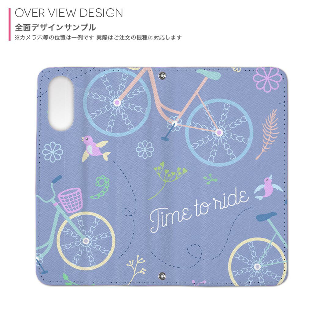 Galaxy Note20 Ultra 5G SC-53A / SCG06 共通対応 内側プリント sc53a 対応 ケース カバー 手帳型 マグネット式 ピタッと閉まる レザーケース カード収納 ポケット 011863 かわいい　鳥　自転車