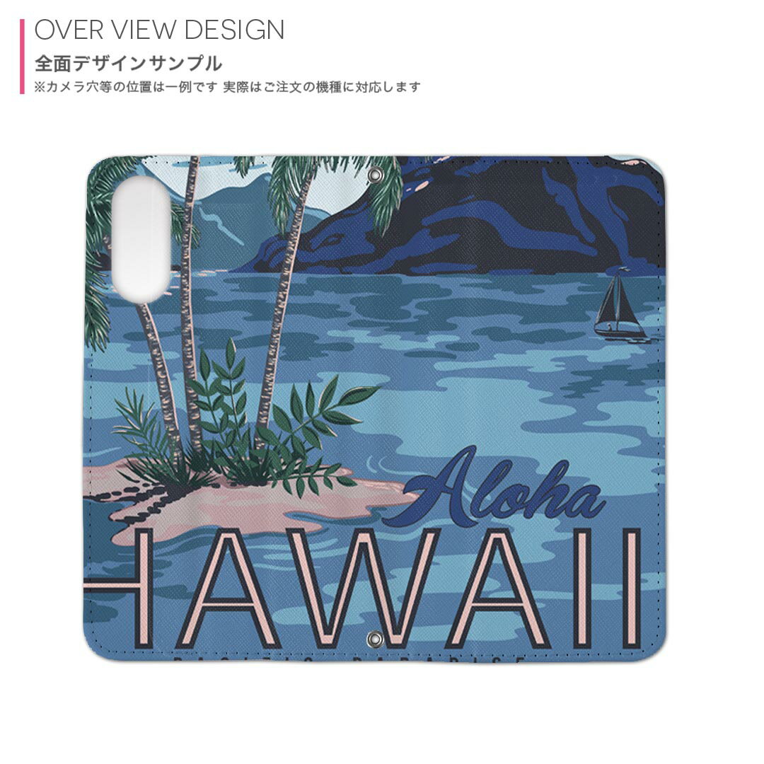 Google Pixel9a 用 両面プリント ケース カバー pixel9a 対応 ケース カバー 手帳型 マグネット式 ピタッと閉まる レザーケース カード収納 ポケット 012322 ハワイ　ヤシの木　海