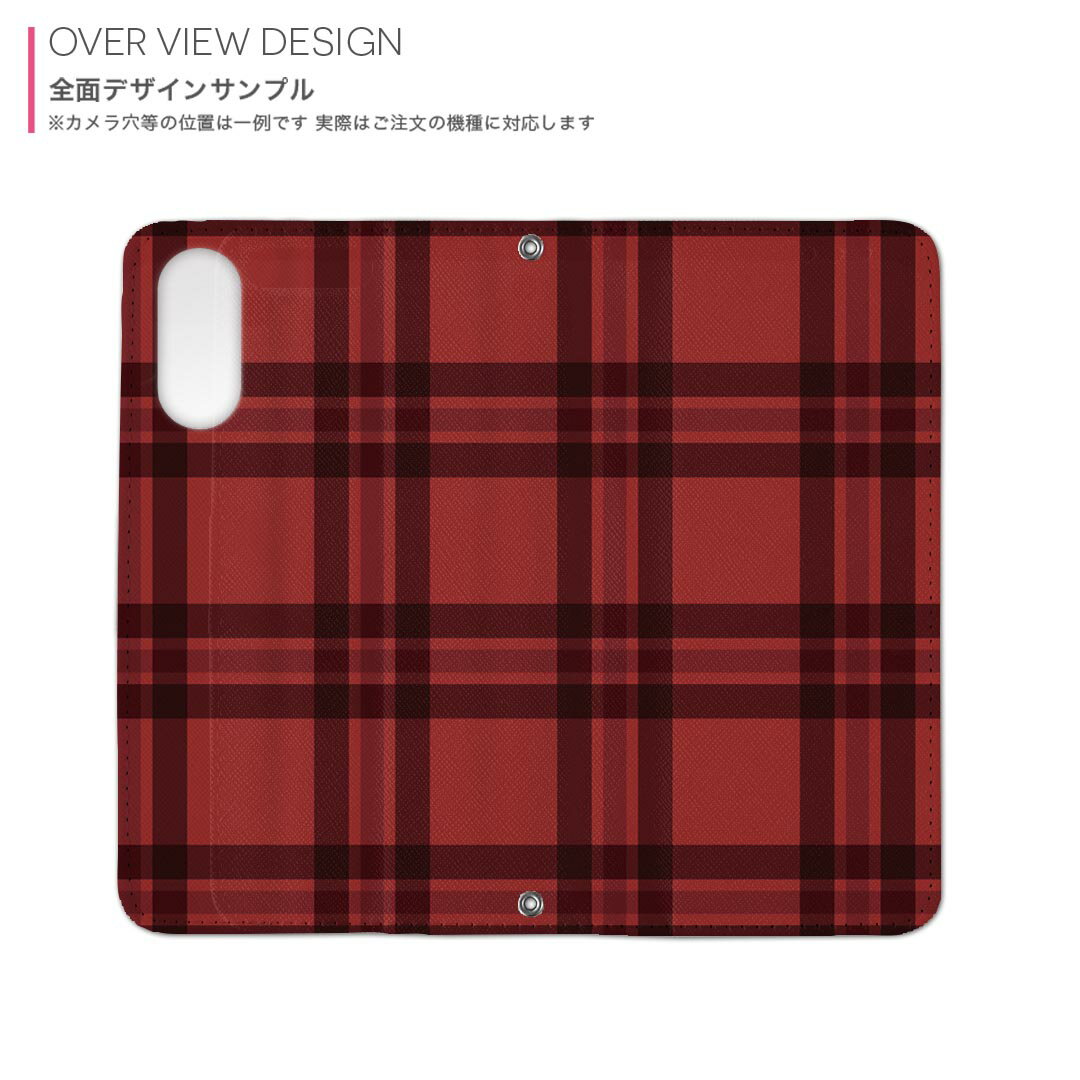 AQUOS R2 SH-03K アクオスR2 対応 内側プリント sh03k 対応 ケース カバー 手帳型 マグネット式 ピタッと閉まる レザーケース カード収納 ポケット 012415 赤　チェック　かわいい