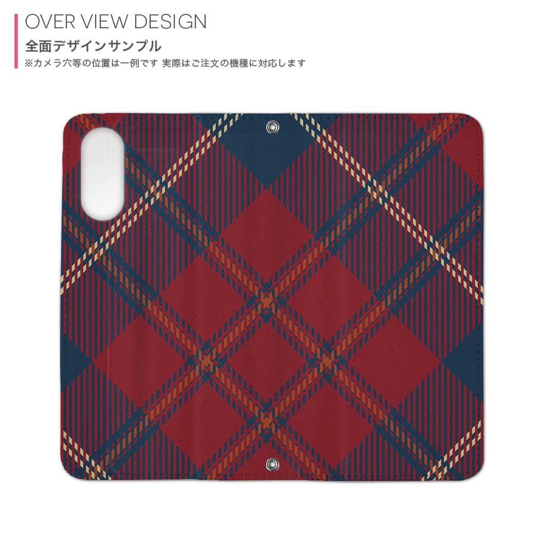 かんたんスマホ4 ケース ZTE かんたんスマホ4 A402ZT 6.1型 内側プリント a402zt 対応 ケース カバー 手帳型 マグネット式 ピタッと閉まる レザーケース カード収納 ポケット 012442 チェック　赤　緑