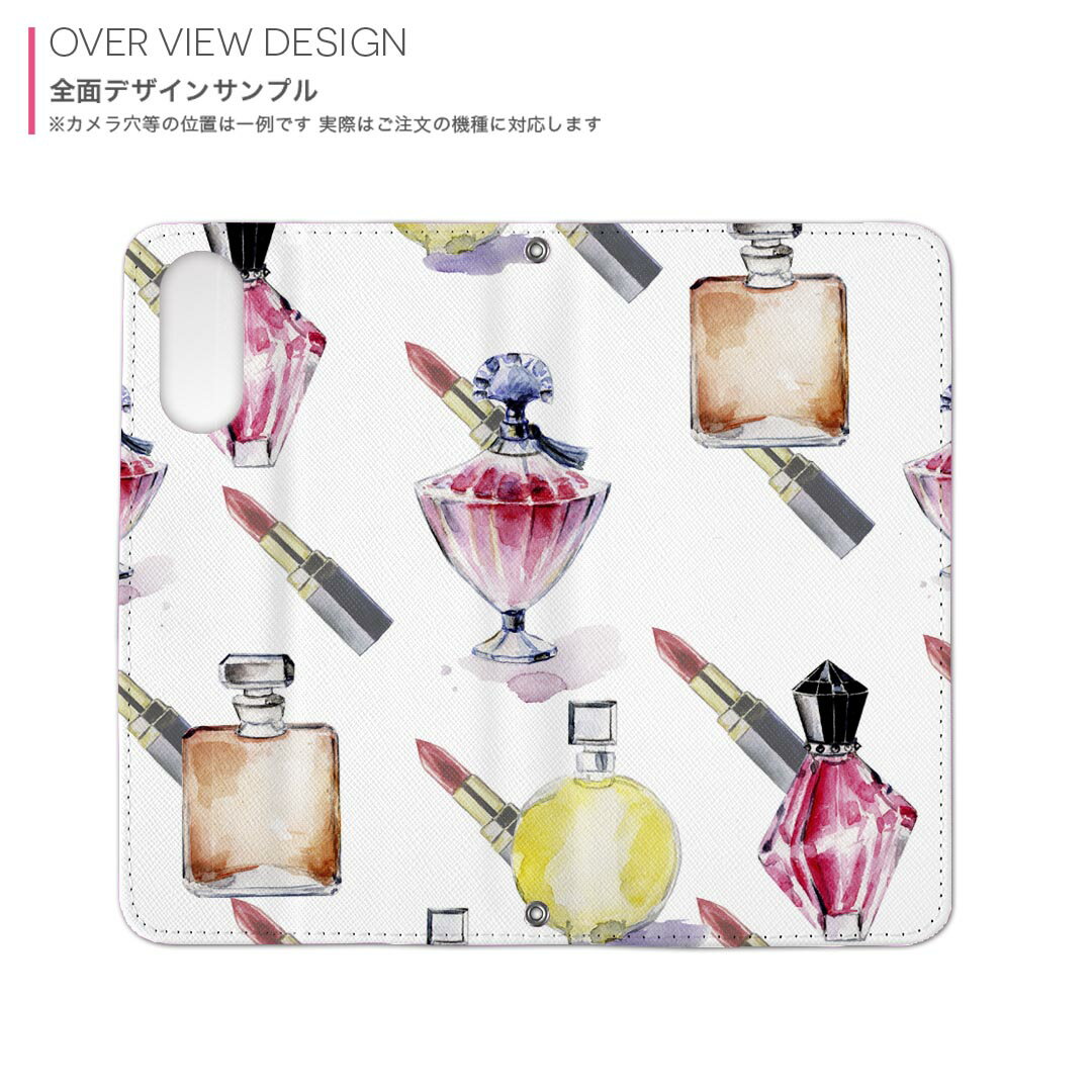 Galaxy A51 5G SC-54A ギャラクシー 用 内側プリント ケース カバー sc54a 対応 ケース カバー 手帳型 マグネット式 ピタッと閉まる レザーケース カード収納 ポケット 012540 香水　リップ　おしゃれ