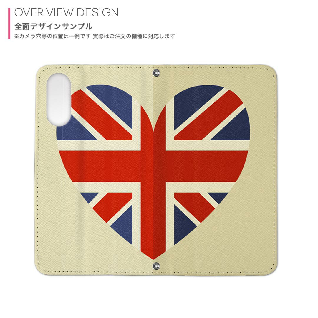 Pixel 8 用 内側プリント 手帳カバー pixel 8 対応 ケース カバー 手帳型 マグネット式 ピタッと閉まる レザーケース カード収納 ポケット 012685 ハート　イギリス　ユニオンジャック