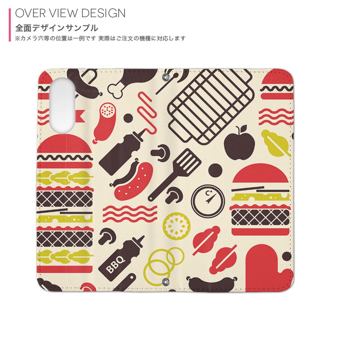 Galaxy S25 Ultra 用 SC-52F / SCG32 共通対応 内側プリントsc52f ケース カバー 手帳型 マグネット式 ピタッと閉まる レザーケース カード収納 ポケット 012906 ハンバーガー　食べ物　ポップ