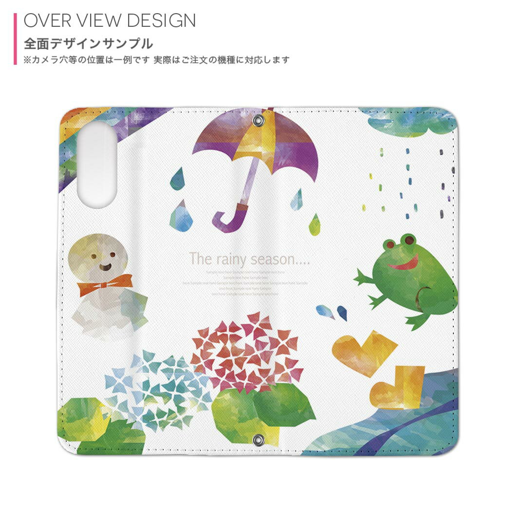 AQUOS sense3 SHV45 アクオス センススリー shv45 専用 ケース カバー 手帳型 マグネット式 ピタッと閉まる レザーケース sc02k カード収納 ポケット igcase 012976 雨　カエル　傘 2