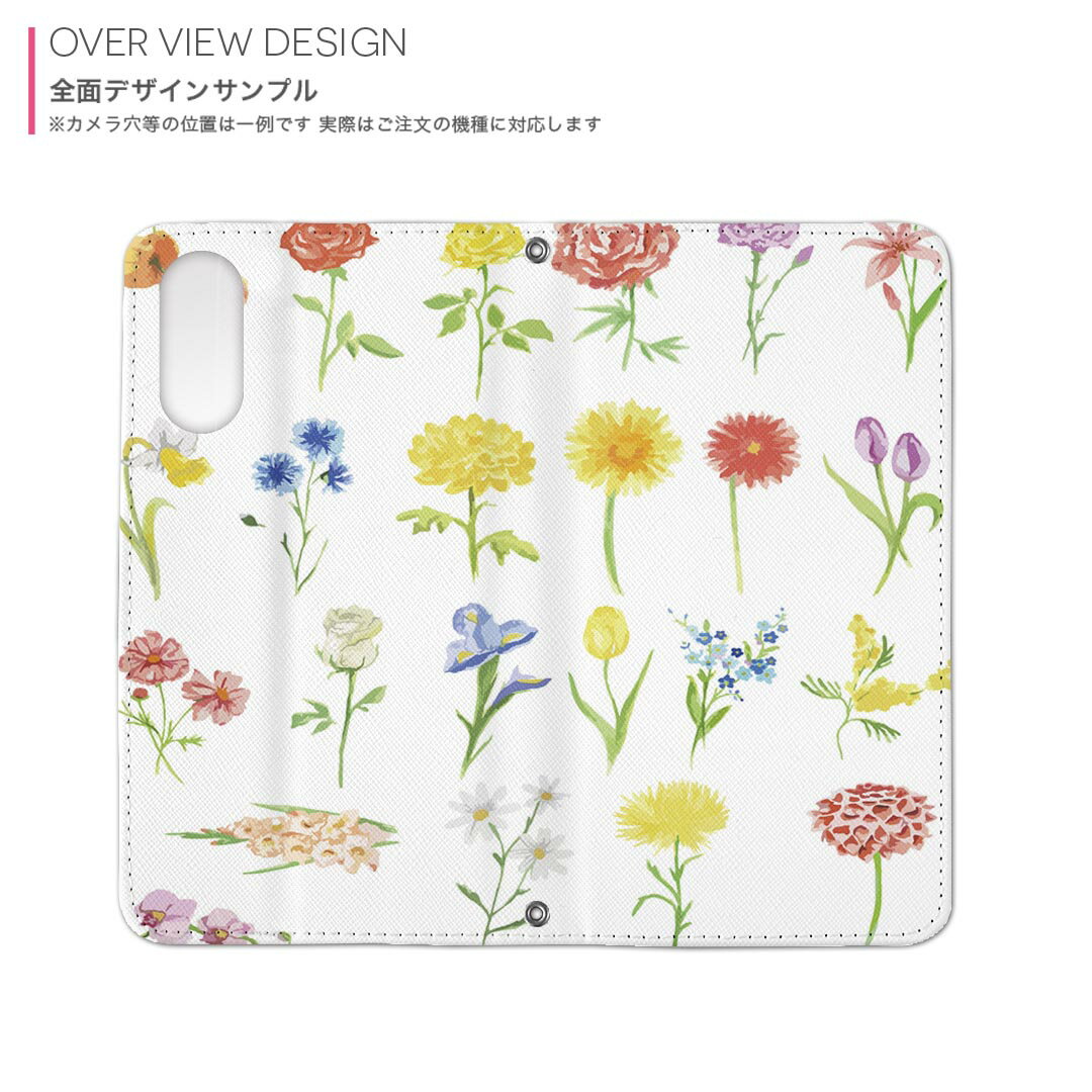 Galaxy S25 Ultra 用 SC-52F / SCG32 共通対応 内側プリントsc52f ケース カバー 手帳型 マグネット式 ピタッと閉まる レザーケース カード収納 ポケット 013357 花　植物　絵