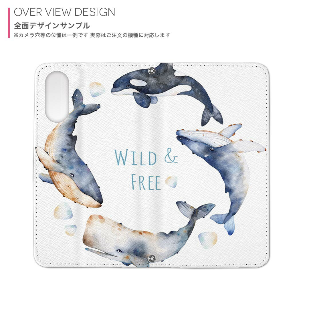 SO-04J Xperia XZ Premium エクスペリア XZ プレミアム so04j docomo ドコモ 両面プリント 裏表 内側 内面 スマホ カバー レザー ケース 手帳タイプ フリップ ダイアリー 二つ折り 革 フルデザイン 013466 くじら　海　英語