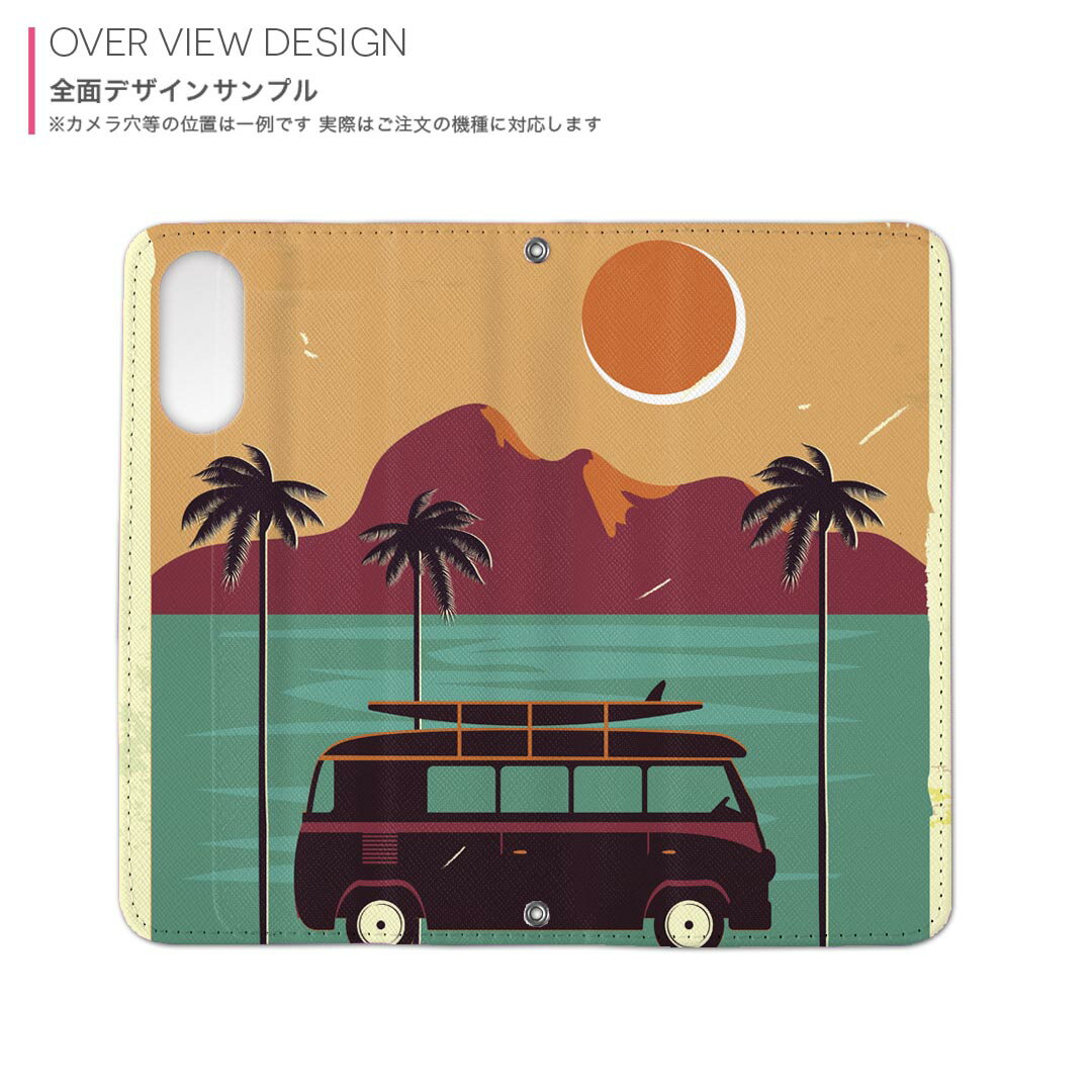 iPhone 16pro 用 6.3インチ 手帳型ケース ガラスフィルム 2枚 セット 各キャリア 共通対応 手帳型ケース カバー マグネット式 ピタッと閉まる レザーケース カード収納 ポケット igcase 014349 サーフィン　車　ヤシの木