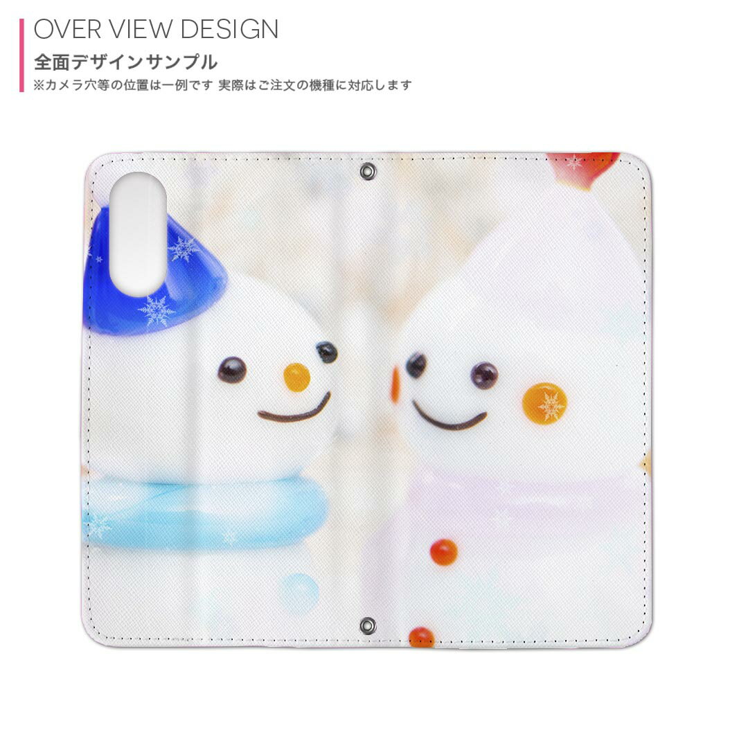 nubia S 5G A403ZT 用 内側プリント a403zt 対応 ケース カバー 手帳型 マグネット式 ピタッと閉まる レザーケース カード収納 ポケット 014831 雪だるま　冬　クリスマス　雪