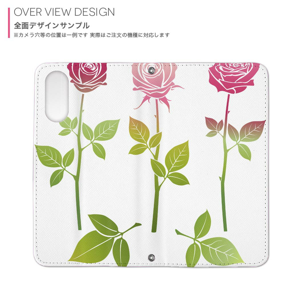 AQUOS sense SH-01K アクオスセンス 専用 ケース カバー 手帳型 マグネット式 ピタッと閉まる レザーケース sh01k カード収納 ポケット igcase 015302 バラ　花　ピンク　植物 2