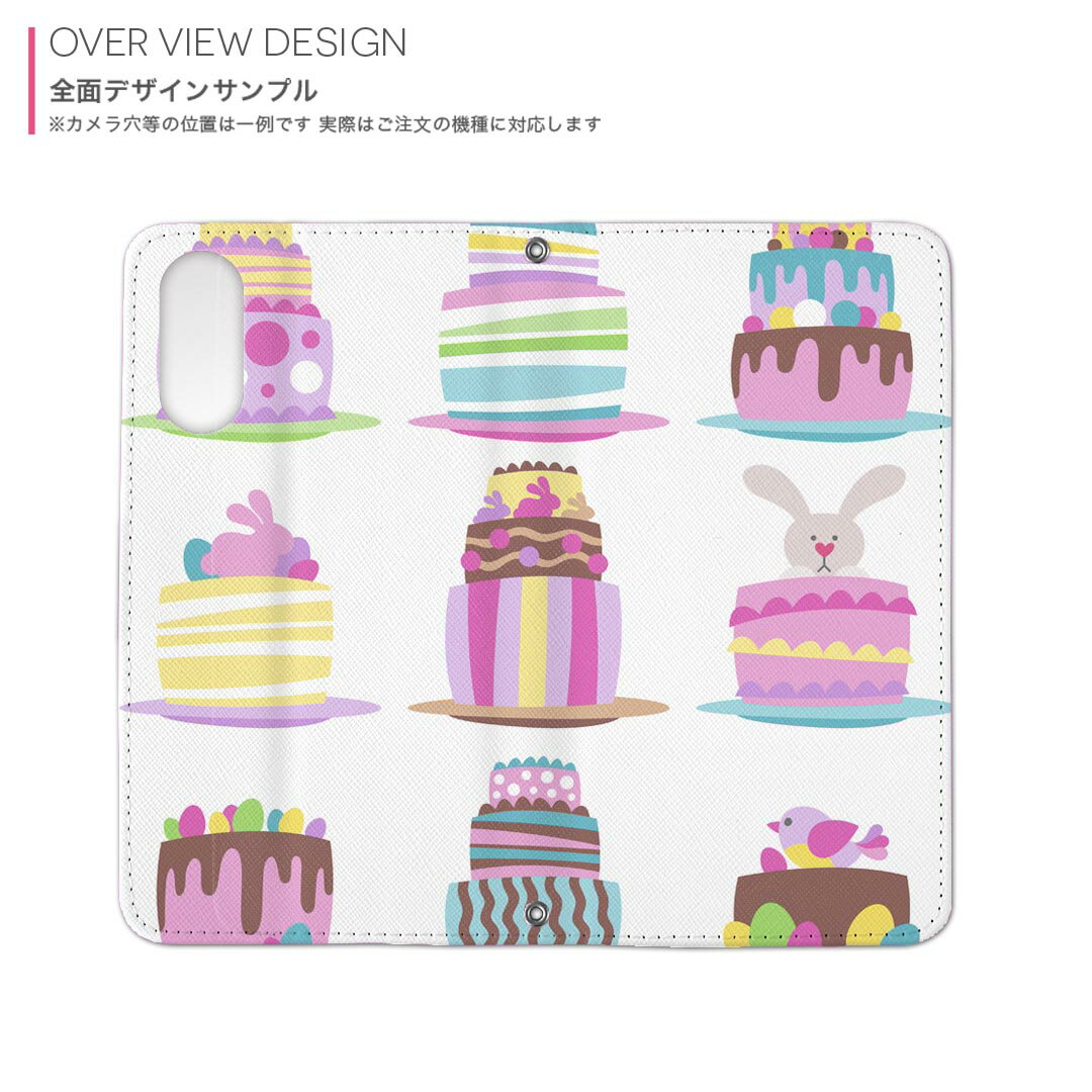 Pixel4 Google グーグル ピクセル4 pixel4 専用 ケース カバー 手帳型 マグネット式 ピタッと閉まる レザーケース カード収納 ポケット igcase 015304 イースター　たまご　うさぎ　ケーキ　パステル 2