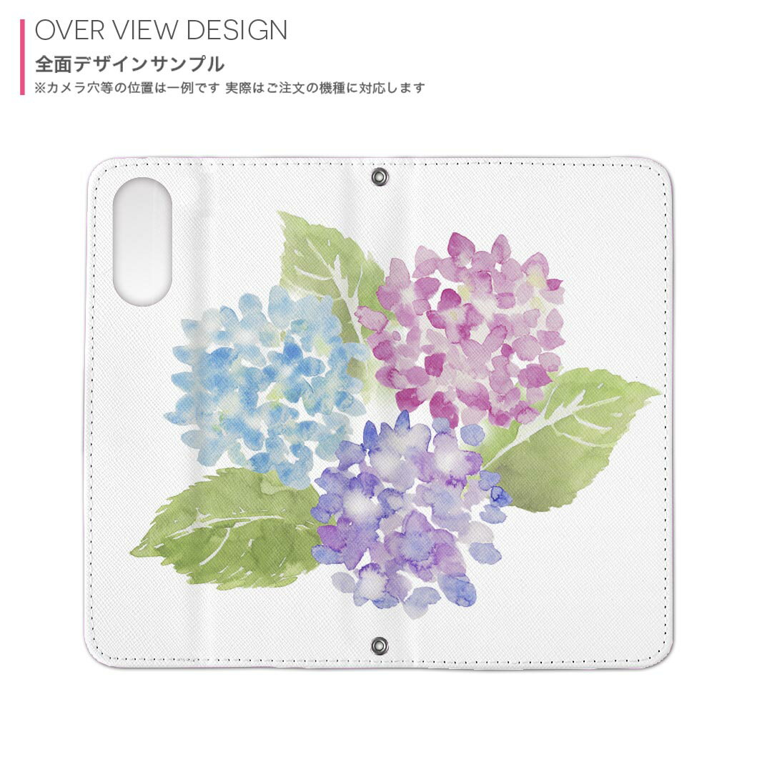 BASIO active3 KYG04 ベイシオ アクティブ3 用 内側プリント kyg04 対応 ケース カバー 手帳型 マグネット式 ピタッと閉まる レザーケース カード収納 ポケット 015574 あじさい　花　植物