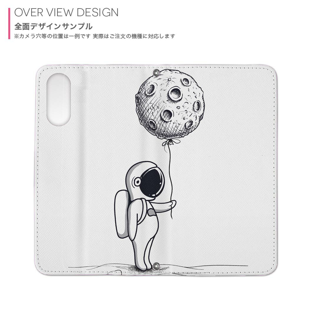 Xperia 10 III SOG04 エクスペリア au エーユー 専用 ケース カバー 手帳型 マグネット式 ピタッと閉まる レザーケース カード収納 ポケット igcase 016055 月　宇宙　宇宙服