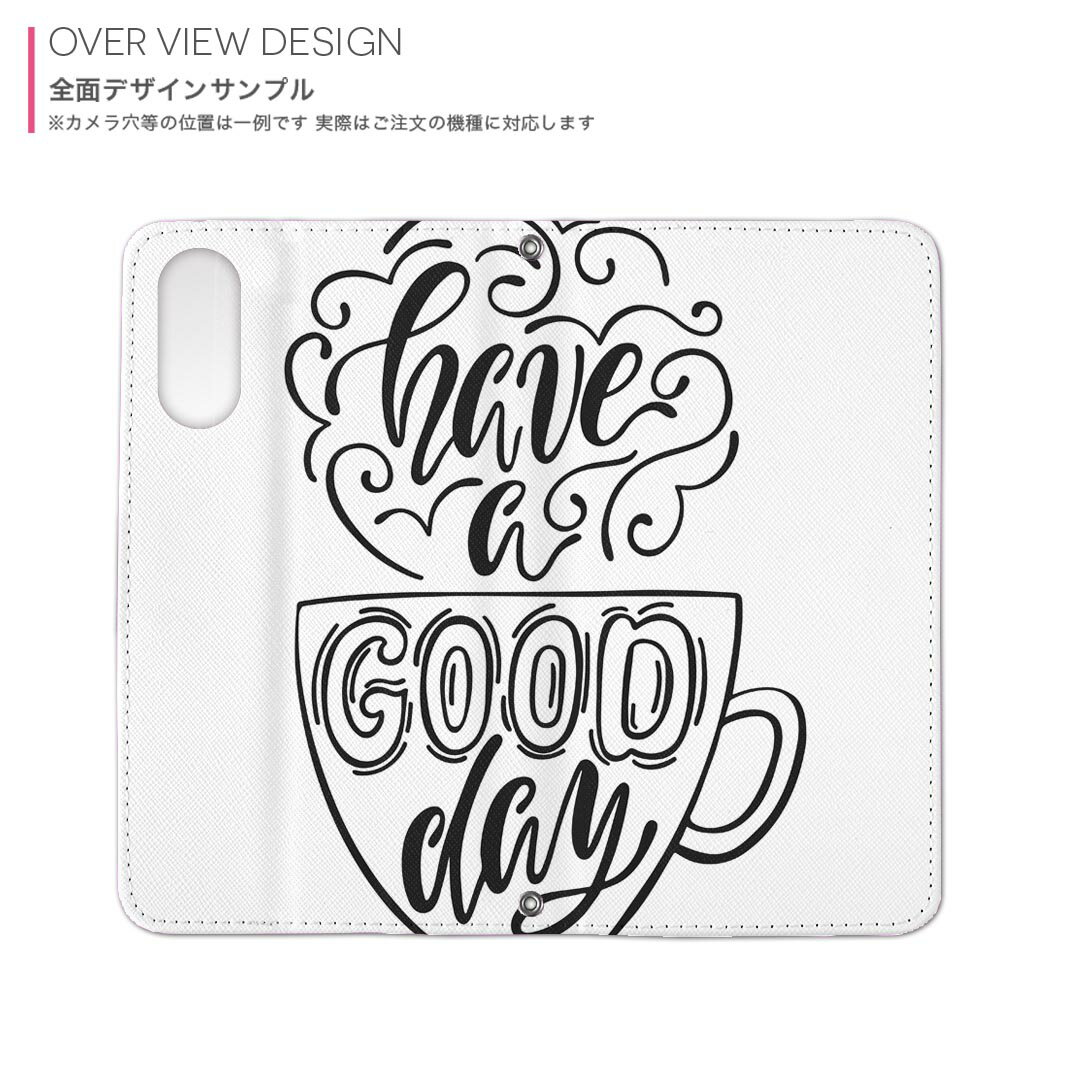 Galaxy A41 SC-41A ギャラクシー 専用 ケース カバー 手帳型 マグネット式 ピタッと閉まる レザーケース sc41a docomo ドコモ カード収納 ポケット igcase 016127 英語　カフェ　コーヒー