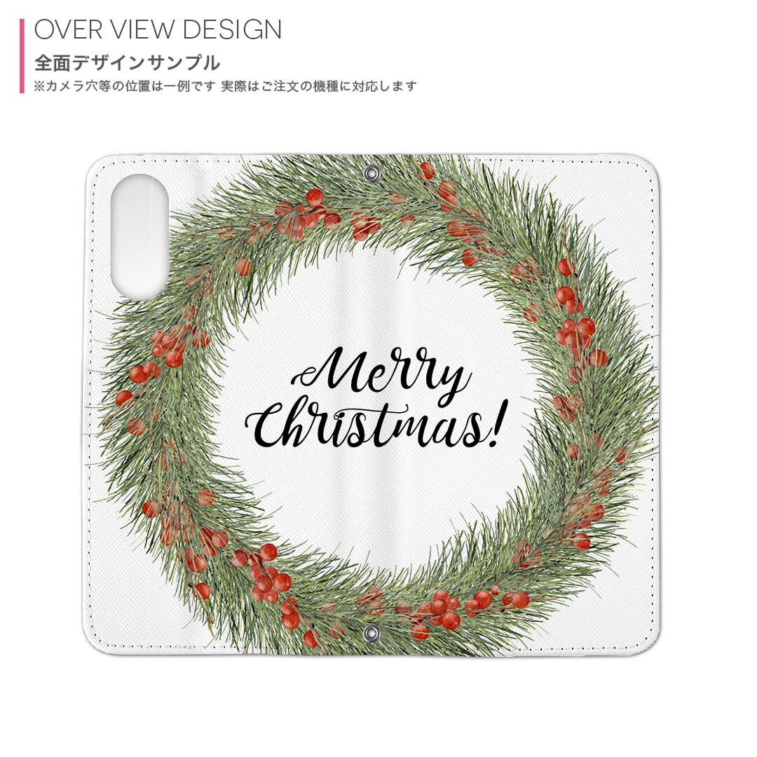 Galaxy Note8 SC-01K ギャラクシー ノートエイト sc01k 専用 ケース カバー 手帳型 マグネット式 ピタッと閉まる レザーケース カード収納 ポケット igcase 016392 クリスマス　リース