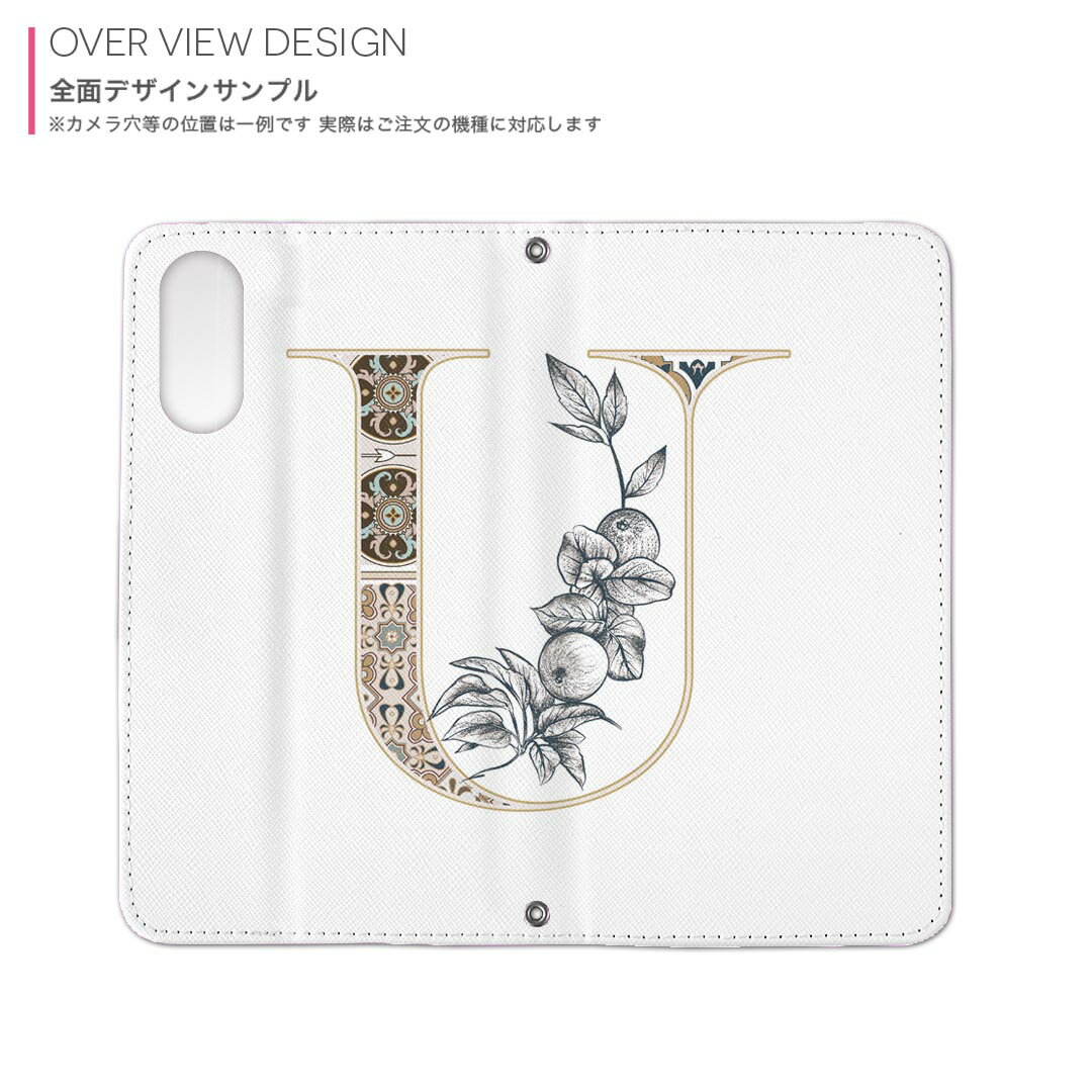 AQUOS sense7 SH-53C SHG10 専用 ケース カバー 手帳型 マグネット式 ピタッと閉まる レザーケース sh53c カード収納 ポケット igcase 019165 フォント 文字 u アルファベット