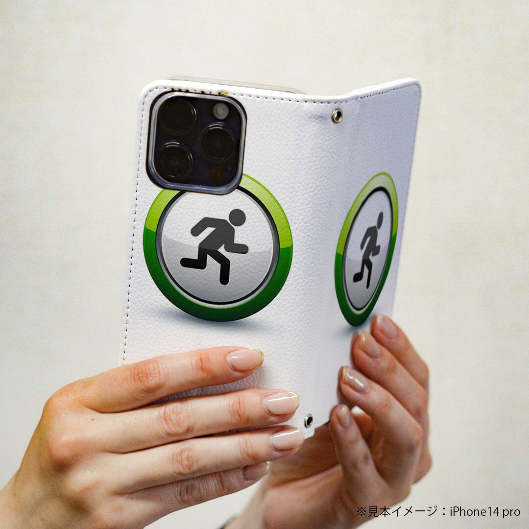 AQUOS zero5G basic SHG02 アクオス 専用 ケース カバー 手帳型 shg02 マグネット式 ピタッと閉まる レザーケース カード収納 ポケット igcase 000150 非常口　緑　マーク