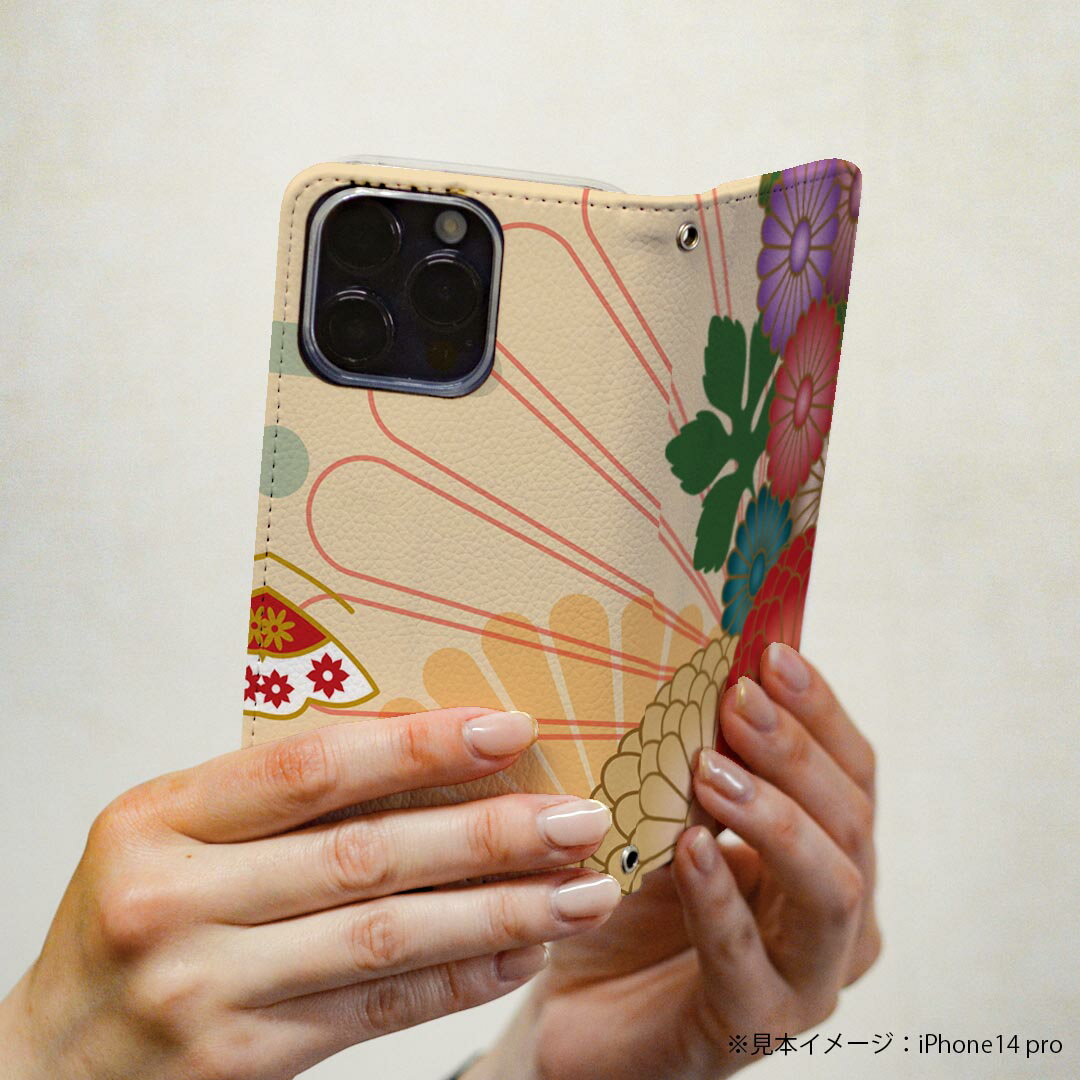 Xperia 1 III SO-51B エクスペリア so51b SOG03 共通対応 専用 ケース カバー 手帳型 マグネット式 ピタッと閉まる レザーケース カード収納 ポケット igcase 000166 和柄　菊　蓮　花　赤