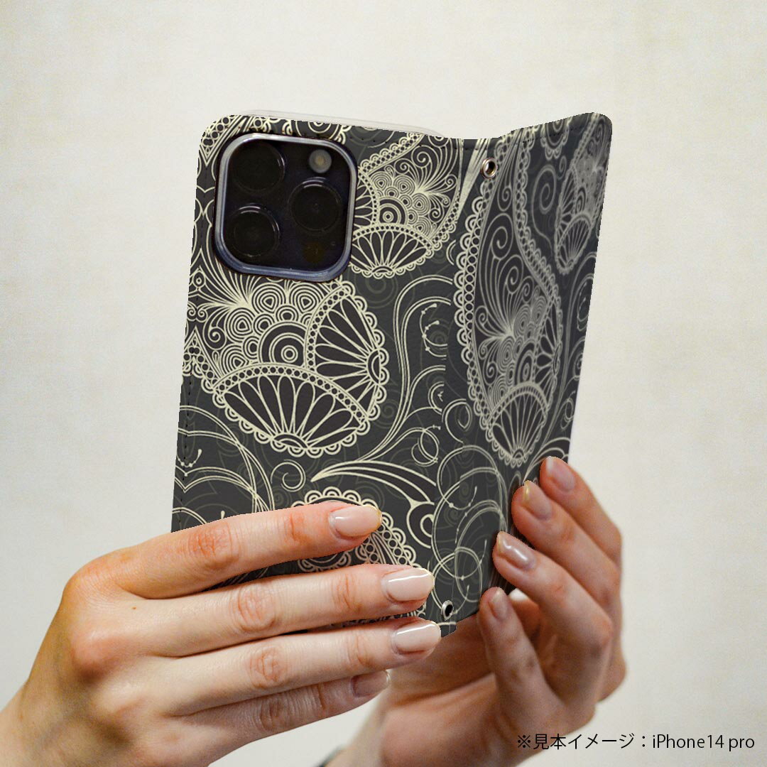 AQUOS wish3 SH-53D A302SH SH-M25 用 ケース カバー 手帳型 マグネット式 ピタッと閉まる レザーケース sh53d カード収納 ポケット 000383 ペイズリー