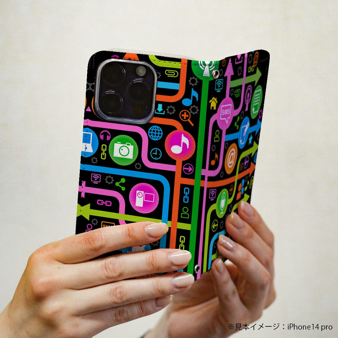 LGV33 Qua phone PX キュア フォン lgv33 専用 ケース カバー 手帳型 マグネット式 ピタッと閉まる レザーケース カード収納 ポケット igcase 000432 木　カラフル