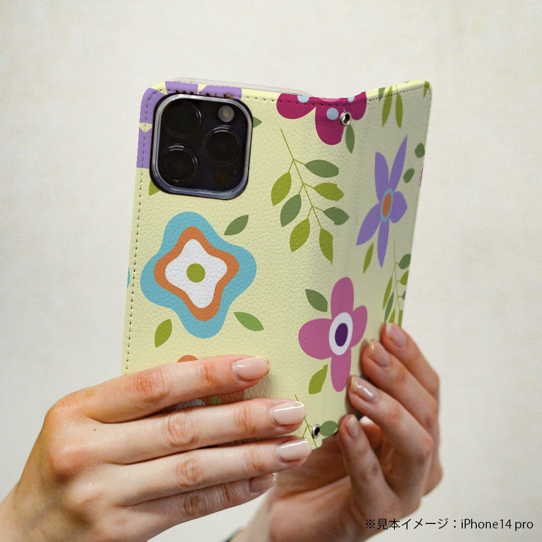 LGV33 Qua phone PX キュア フォン lgv33 専用 ケース カバー 手帳型 マグネット式 ピタッと閉まる レザーケース カード収納 ポケット igcase 000676 花　カラフル