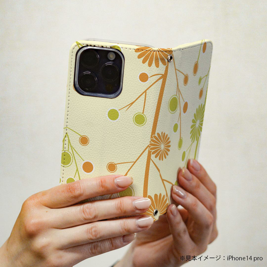 arrows NX F-01K アローズ NX 専用 ケース カバー 手帳型 マグネット式 ピタッと閉まる レザーケース f01k カード収納 ポケット igcase 000686 花　ドット