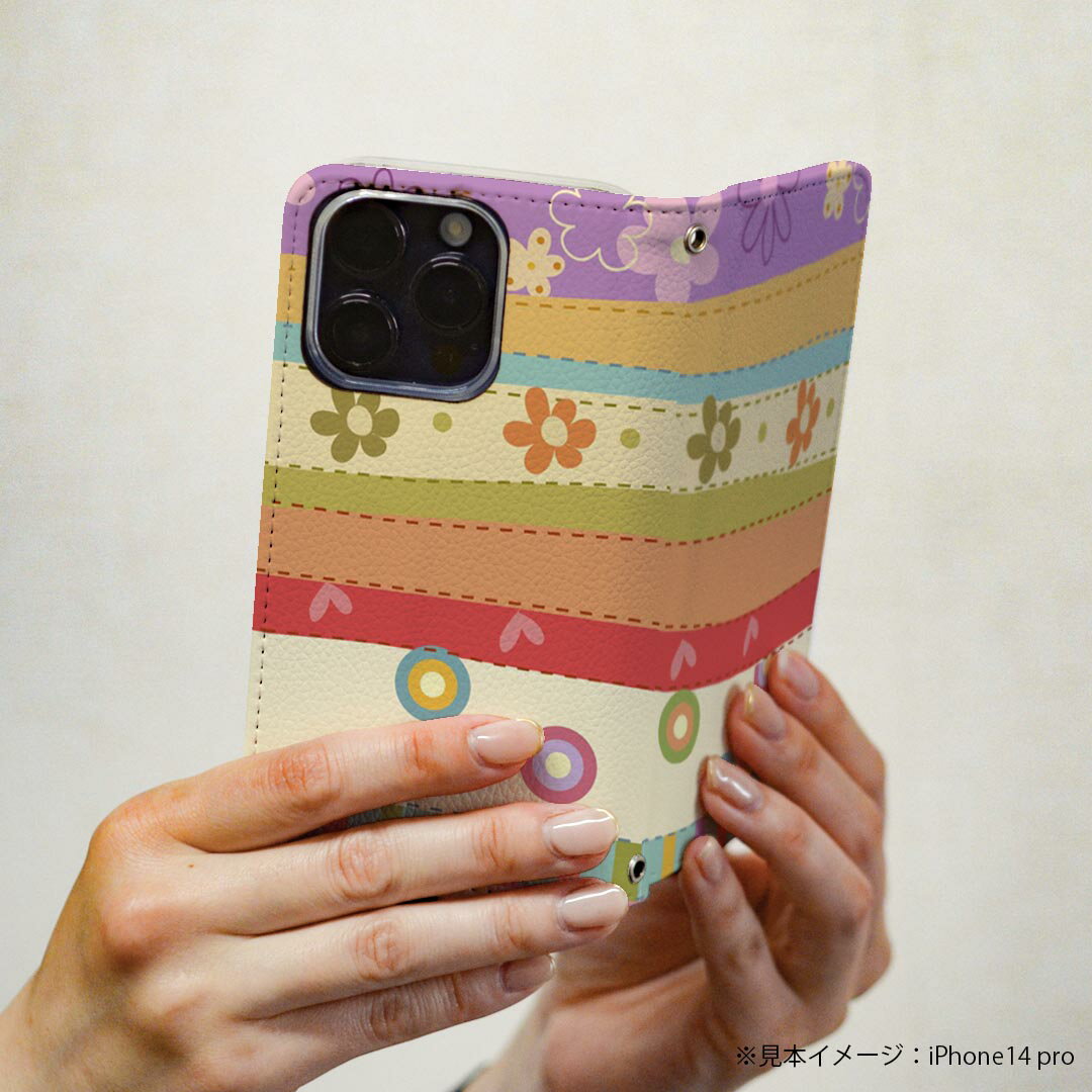 AQUOS R5G SH-51A アクオスr5g 専用 ケース カバー 手帳型 sh51a マグネット式 ピタッと閉まる レザーケース カード収納 ポケット igcase 000689 花　ストライプ　ドット