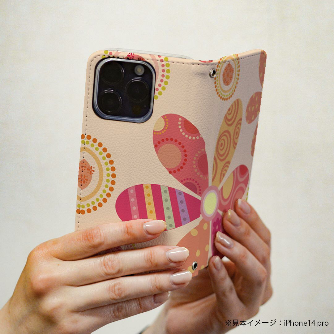 GRATINA KYV48 ケース 専用 ケース カバー 手帳型 マグネット式 ピタッと閉まる レザーケース kyv48 カード収納 ポケット igcase 000698 花　ドット