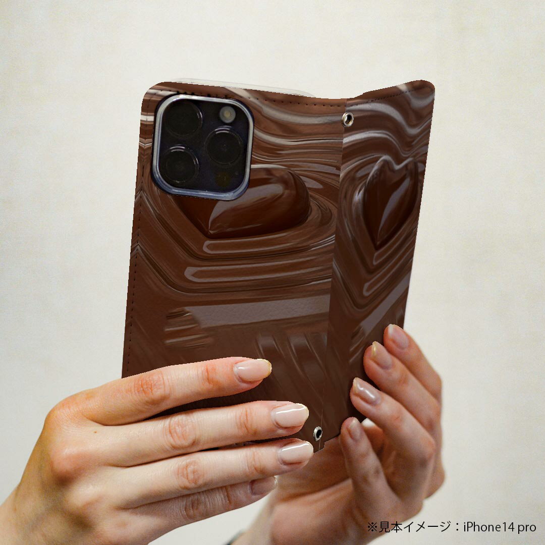 Xperia 5 SOV41 エクスぺリア ファイブ xperia5 専用 ケース カバー 手帳型 マグネット式 ピタッと閉まる レザーケース sov41 カード収納 ポケット igcase 000815 チョコレート　ハート