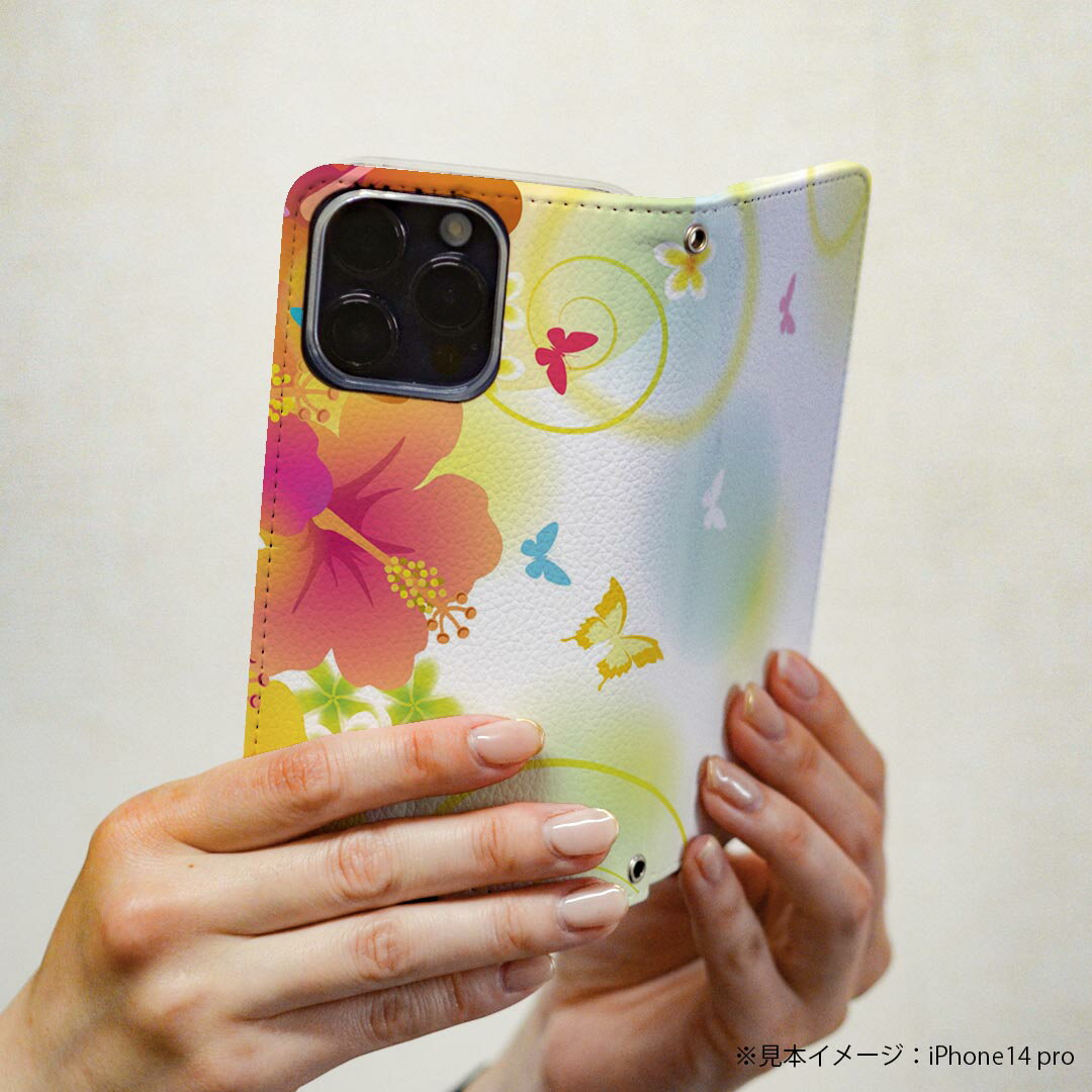 Galaxy S24 用 手帳型 ケース カバー SC-51E / SCG25 / SM-S921 共通対応 ケース カバー 手帳型 マグネット式 ピタッと閉まる レザーケース カード収納 ポケット 000914 蝶々　花