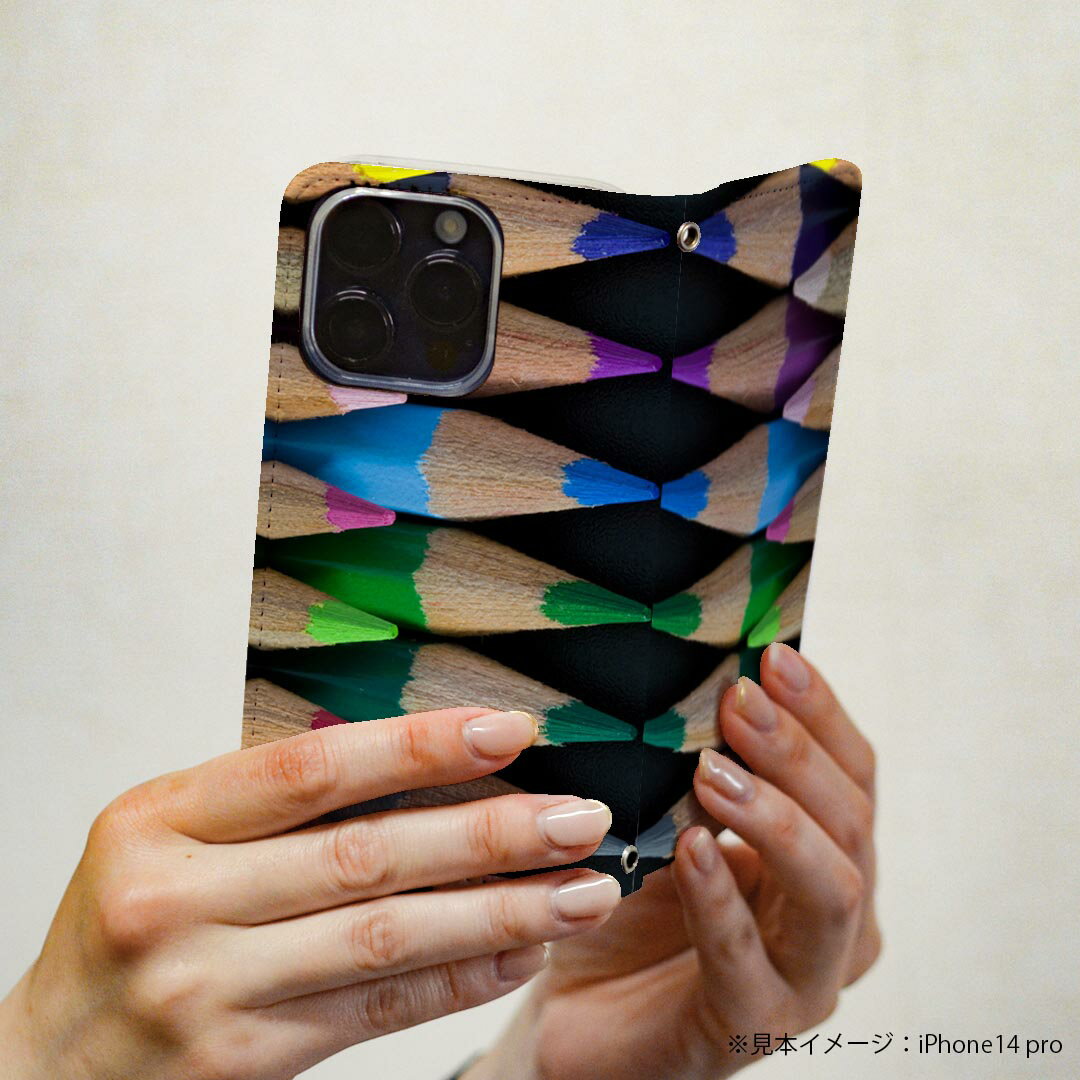 Galaxy Note8 SC-01K ギャラクシー ノートエイト sc01k 専用 ケース カバー 手帳型 マグネット式 ピタッと閉まる レザーケース カード収納 ポケット igcase 001080 色鉛筆　カラフル