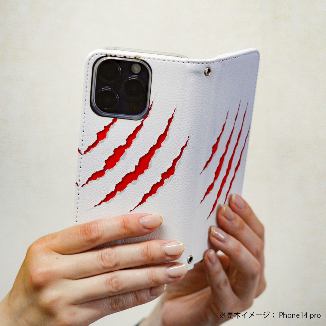 Xperia XZ SO-01J エクスペリア XZ so01j 専用 ケース カバー 手帳型 マグネット式 ピタッと閉まる レザーケース カード収納 ポケット igcase 001093 爪痕　赤