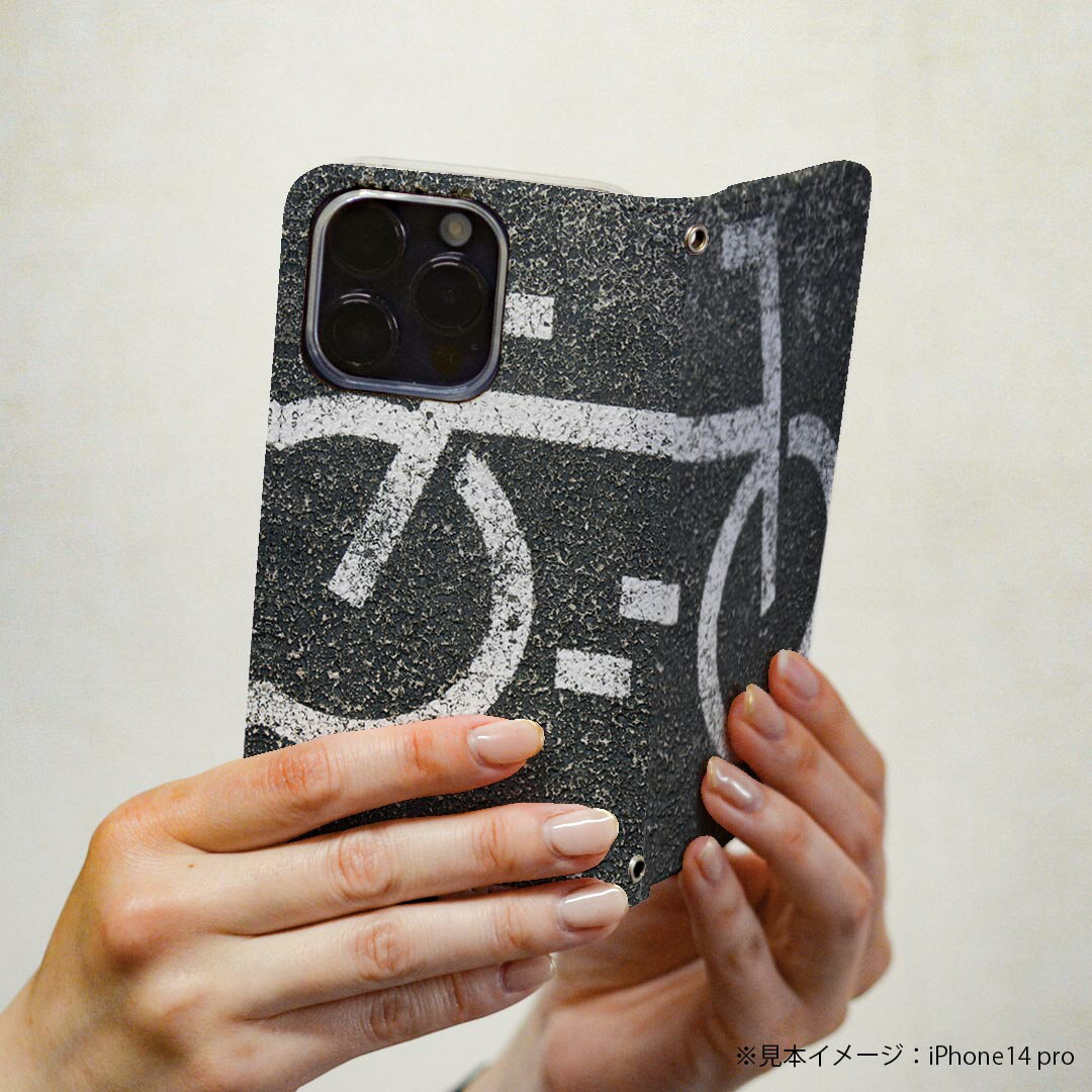 Galaxy A25 用 SC-53F / SCG33 共通対応 ケース カバー 手帳型 マグネット式 ピタッと閉まる レザーケース ギャラクシーa25 5G カード収納 ポケット igcase 001124 自転車　道路