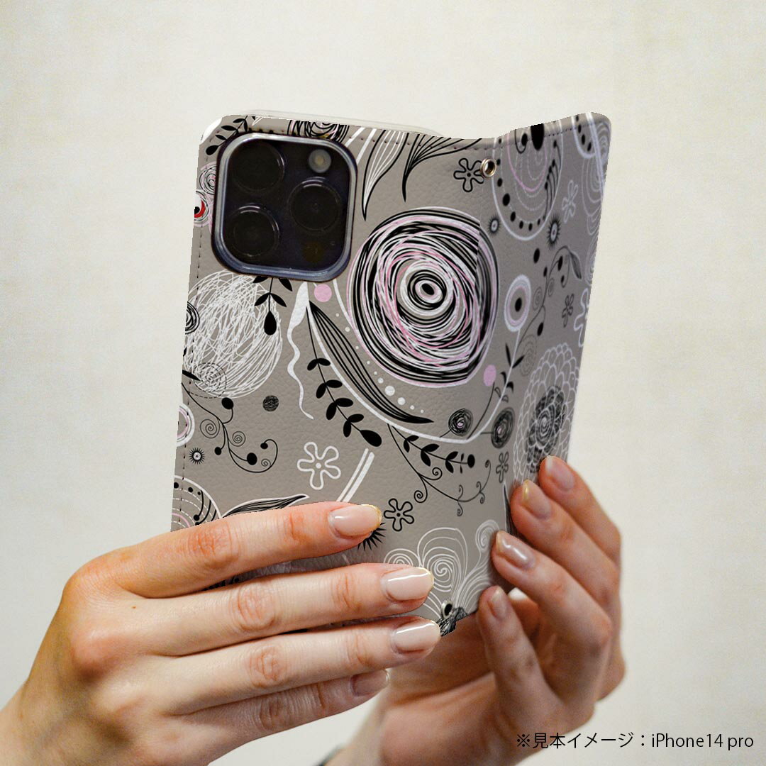 Xperia 5 V 用 SO-53D / SOG12 共通対応 ケース 手帳型 001127 花　模様