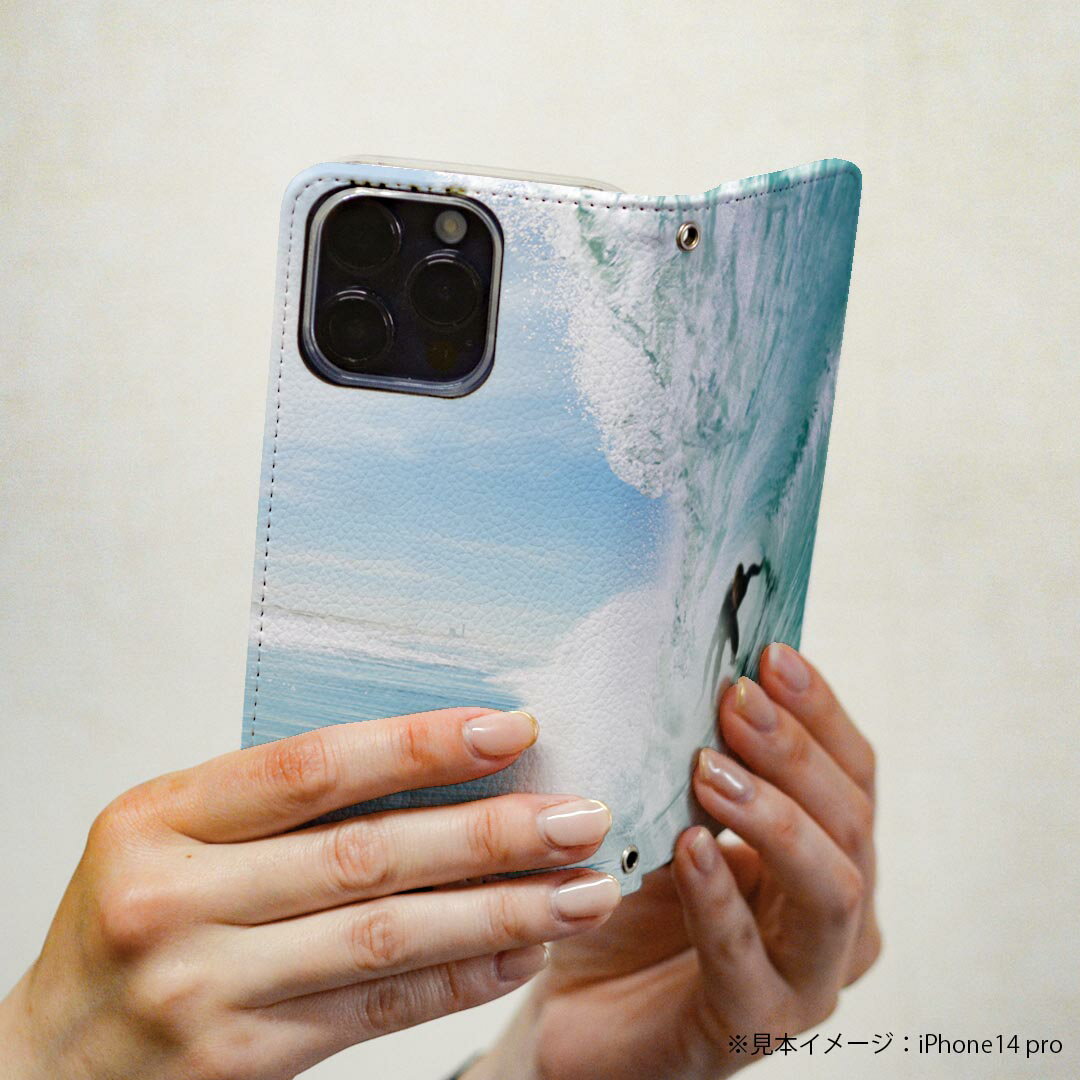 LG V60 ThinQ 5G L-51A 専用 ケース カバー 手帳型 l51a マグネット式 ピタッと閉まる レザーケース カード収納 ポケット igcase 001164 波　サーフィン