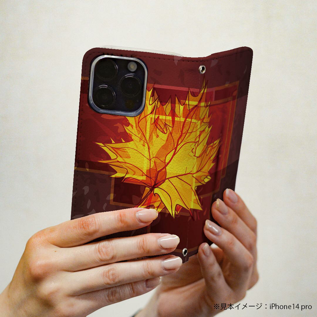 Xperia 10 III 用 スマホカバー SO-52B / SOG04 共通対応 ケース カバー 手帳型 マグネット式 ピタッと閉まる レザーケース カード収納 ポケット 001253 紅葉　秋