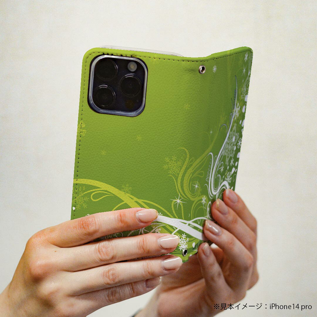 Galaxy S22 用 スマホカバー SC-51C / SCG13 共通対応 ケース カバー 手帳型 マグネット式 ピタッと閉まる レザーケース カード収納 ポケット 001332 花　雪の結晶 — vista 3