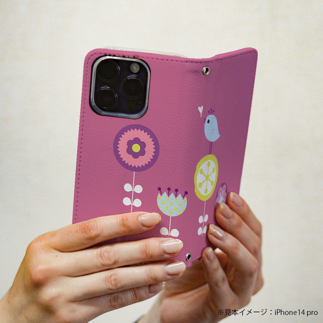 AQUOS sense7 SH-53C SHG10 専用 ケース カバー 手帳型 マグネット式 ピタッと閉まる レザーケース sh53c カード収納 ポケット igcase 001345 花　鳥　かわいい