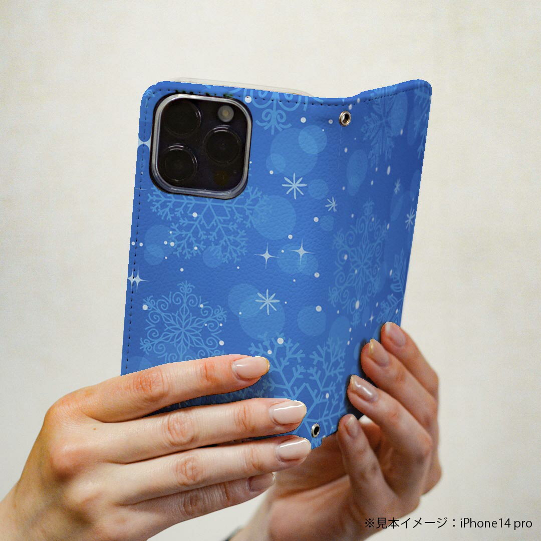 Galaxy A22 5G SC-56B 用 スマホカバー sc56b ケース カバー 手帳型 マグネット式 ピタッと閉まる レザーケース カード収納 ポケット 001517 雪　冬